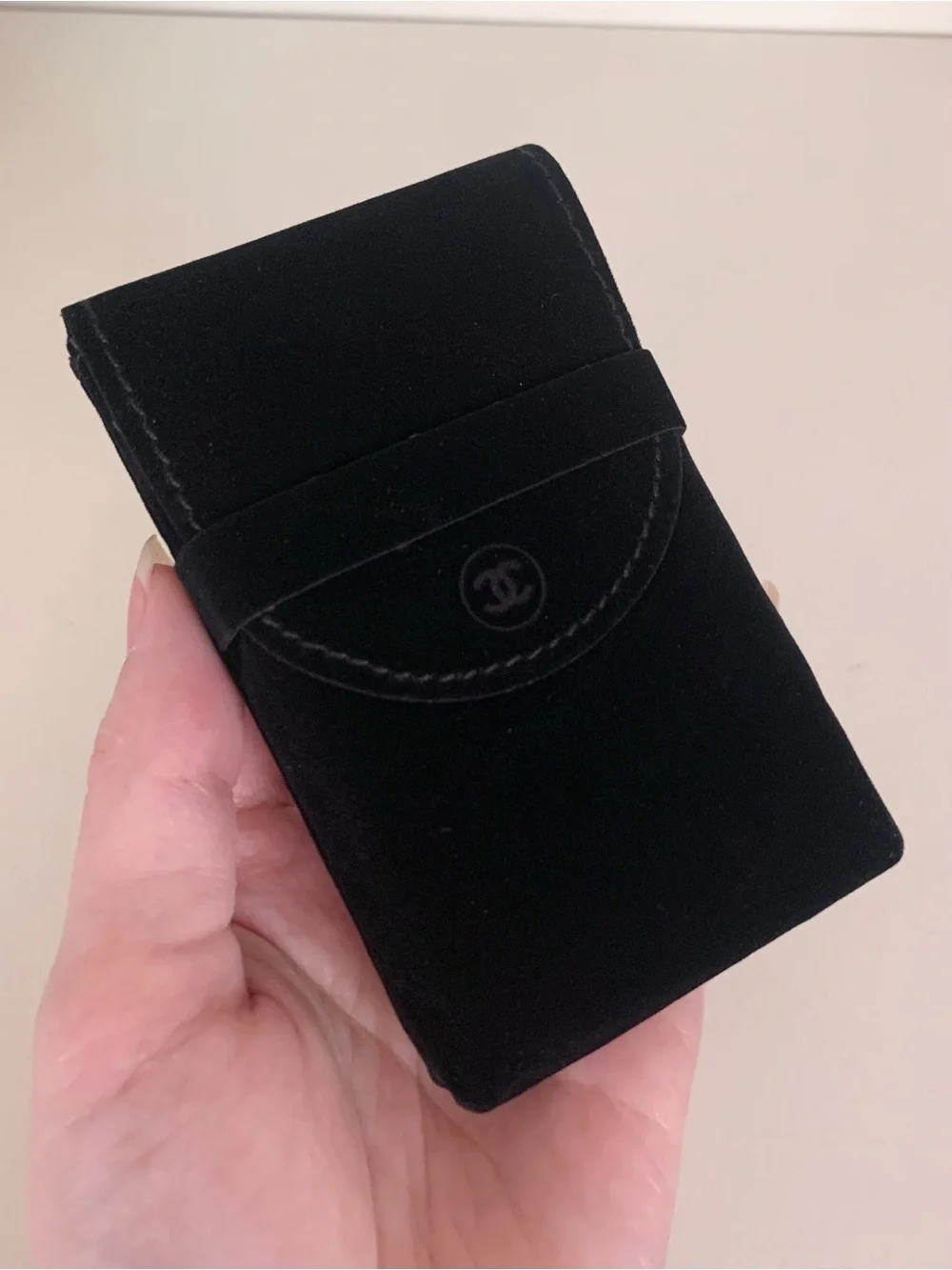 Chanel black velvet pouch case